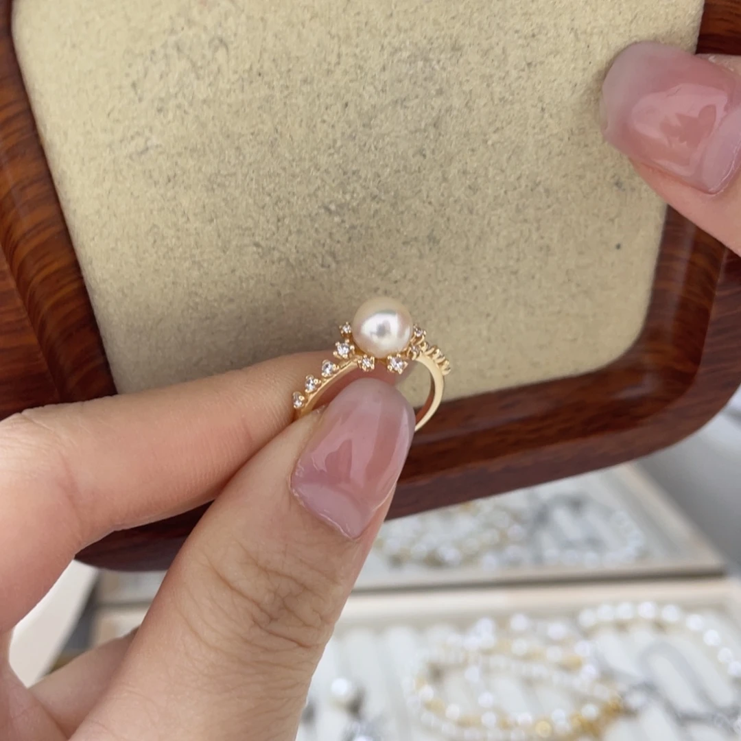 海水珍珠银S925镶嵌戒指