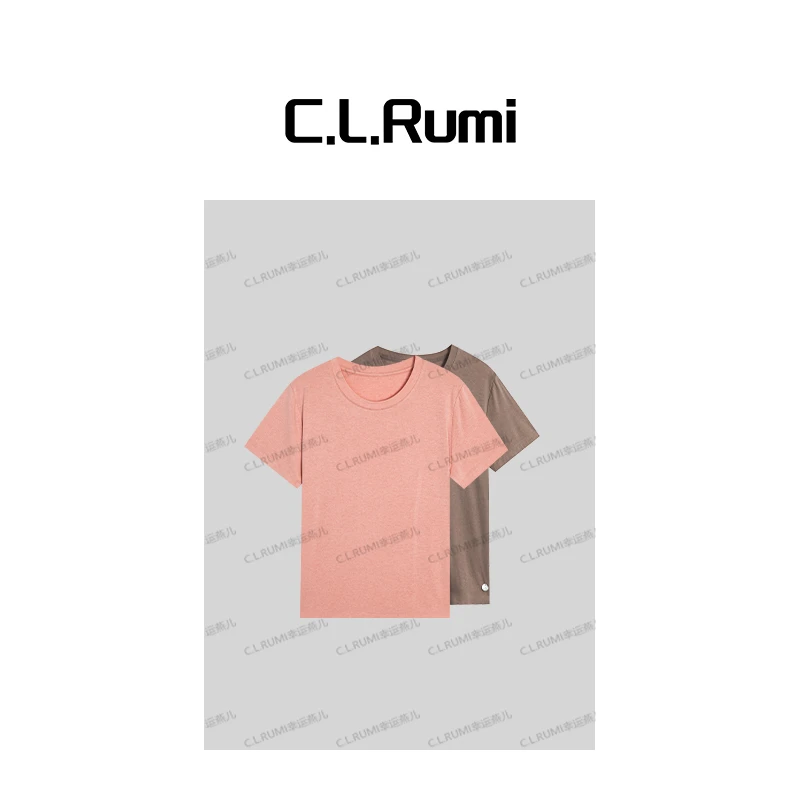 【Rumi时装】“夏日加州”春夏百搭百搭圆领醋酸柔感T恤上衣5052sy
