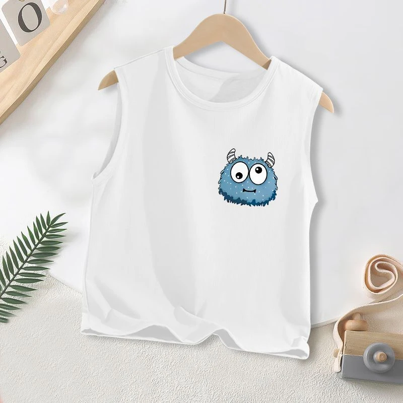 夏款2025新款儿童纯棉无袖t恤男女孩运动坎肩外穿薄款中大童背心