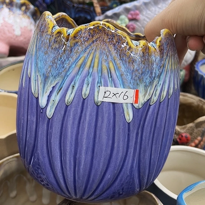 多肉绿植陶瓷花盆9.9包邮，有孔