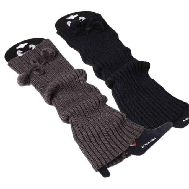 韩版时尚球球袜套女韩国宽松堆堆袜秋冬保暖针织毛线装饰靴套护腿