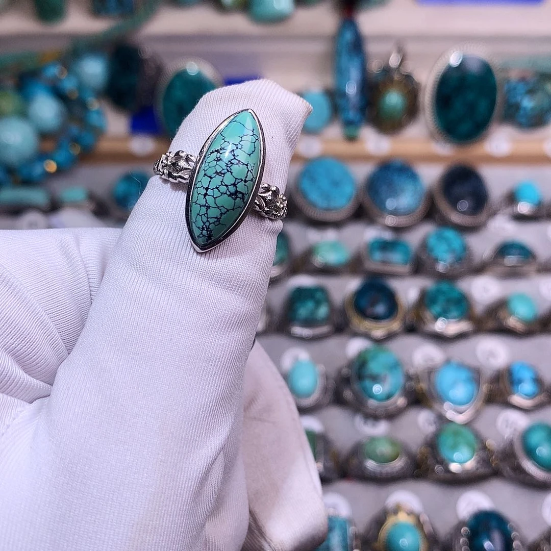 绿松石挂件银S925镶嵌苍**泽