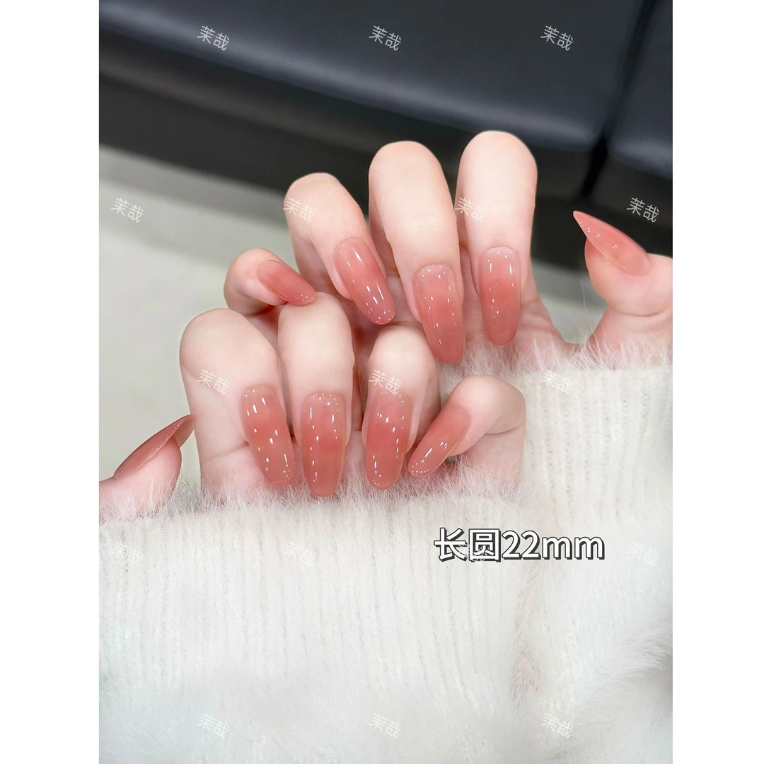 茉哉【柔脂融玉】纯手工定制美甲拆卸穿戴甲A4710