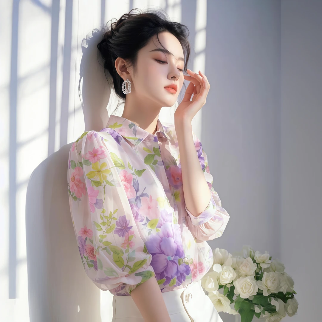 漂亮印花时尚法式2025春夏新品潮流简约通勤洋气超好看小众衬衫女