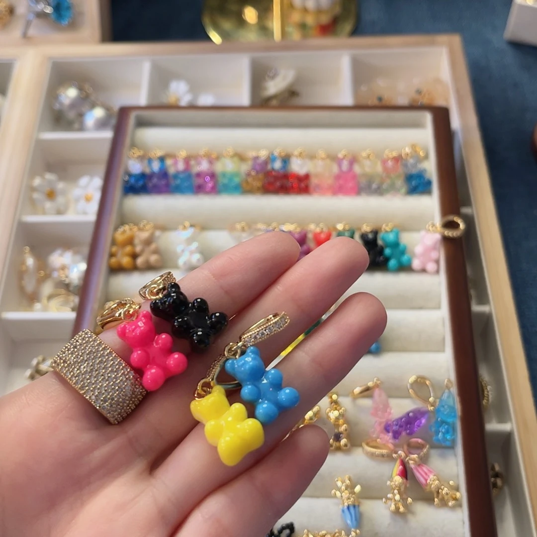 多***多黄铜珐琅925银4只熊可爱