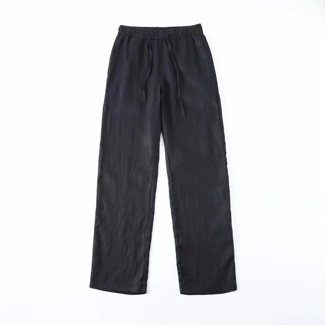 蒙鲤大田男士夏季212亚麻直筒长裤