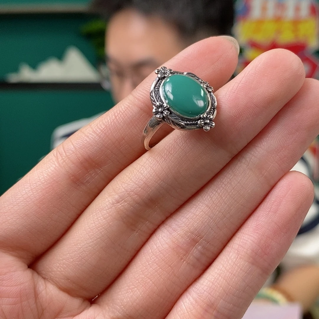 绿松石银S925镶嵌珠宝奇石64