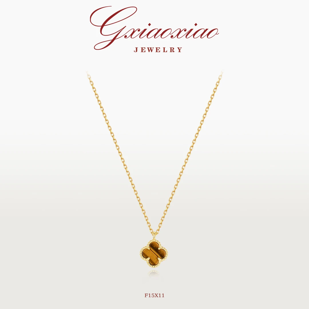 坠链均925银 925银 镀K金【陌上花开系列】迷你四叶草项链 F15X11