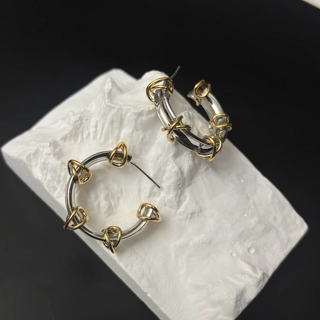 合金耳饰 ”花溢“SITUOO饰图小众设计款个性圈圈耳饰法式复古百搭