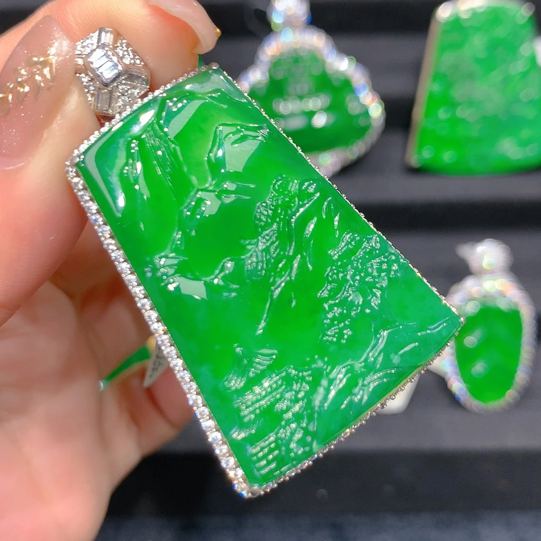 翡翠吊坠(赠链)银S925镶嵌0003