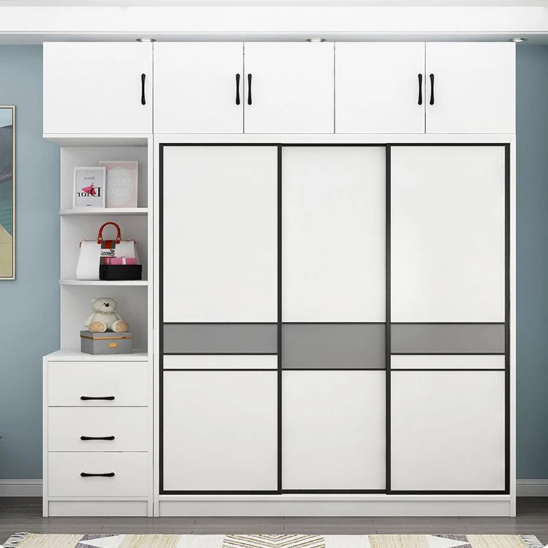 环保实木衣柜家用卧室用现代简约推拉门小户型储物柜包安装大衣橱