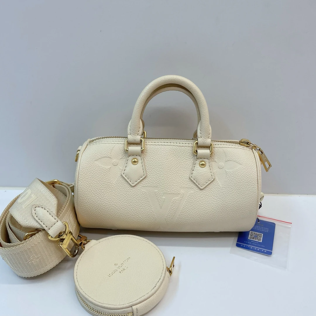 95新 LouisVuitton/路易威登 98新 bb巴比龙包 奶油白色包  小号