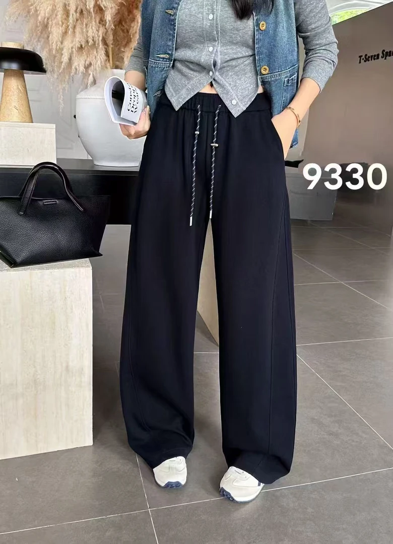 2025优米服饰经典百搭时尚显瘦加厚加绒弯刀裤9330抽绳韩版垂感