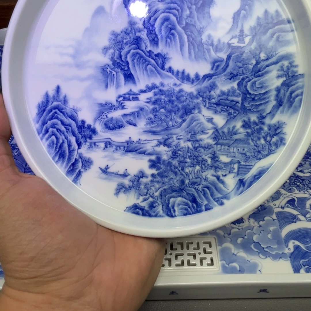 局***°摆件陶手工手绘山水微瑕