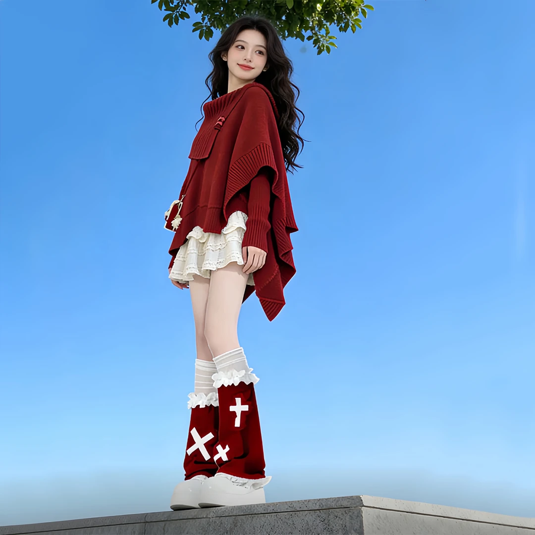 小香风圣诞节巨好看的百搭上衣长款子早秋冬季法式针织衫女红色