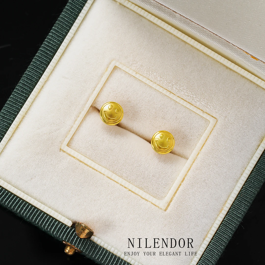 铜合金耳饰 ES-60时尚经典小巧磨砂笑脸百搭耳钉