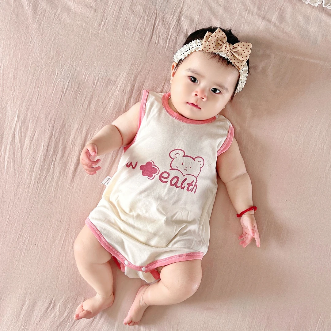 婴幼儿包屁衣夏季背心连体衣优可丝宝宝夏装薄款衣服无袖哈衣夏天