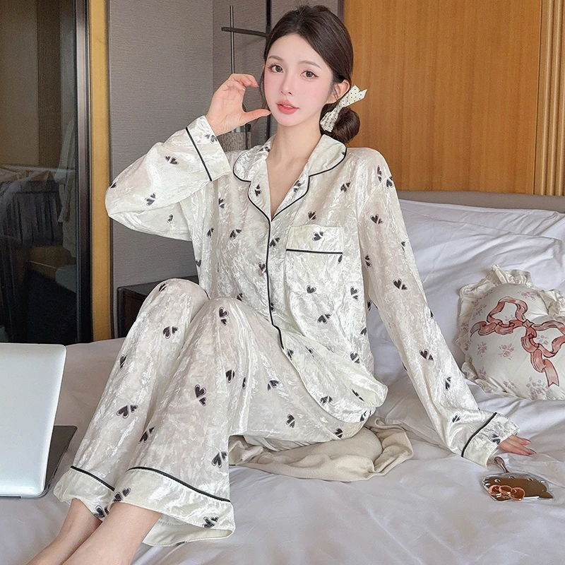 秋冬季2025新款金丝绒睡衣女士长袖长裤家居服春秋套装