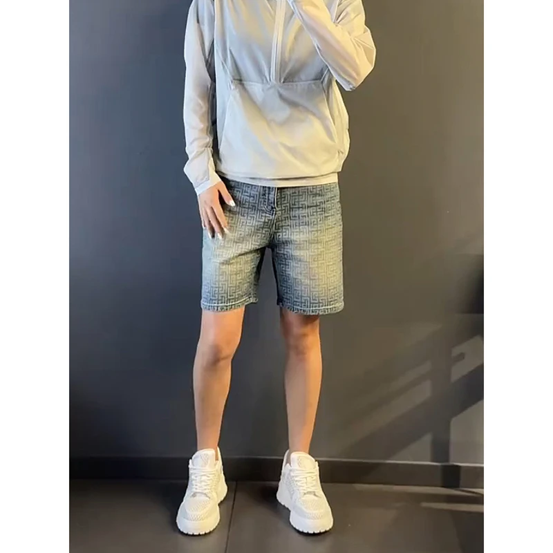 轻奢男装大码潮牌男士时尚新款显瘦休闲长裤直筒宽松五分牛仔短裤