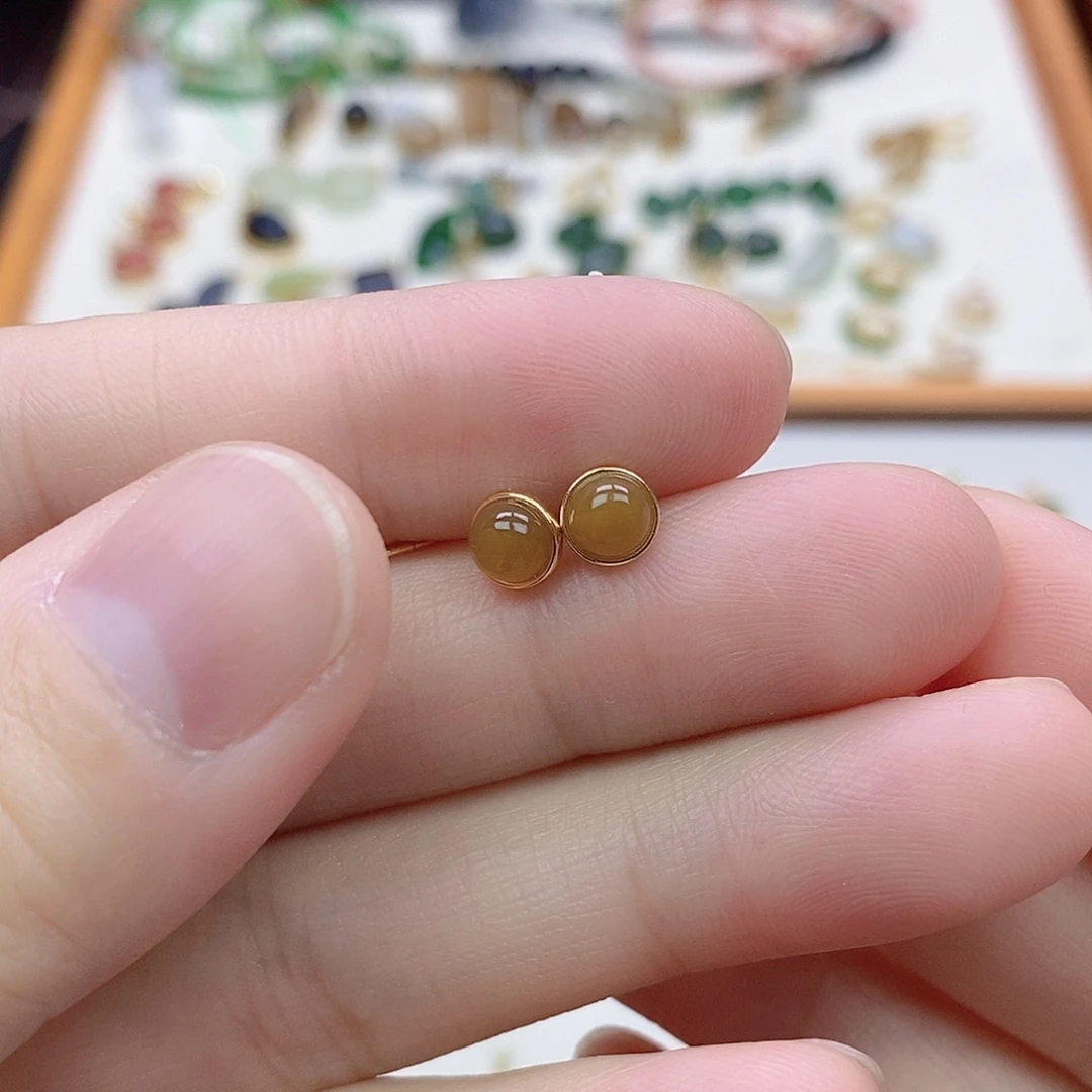 和田玉银S925镶嵌耳饰