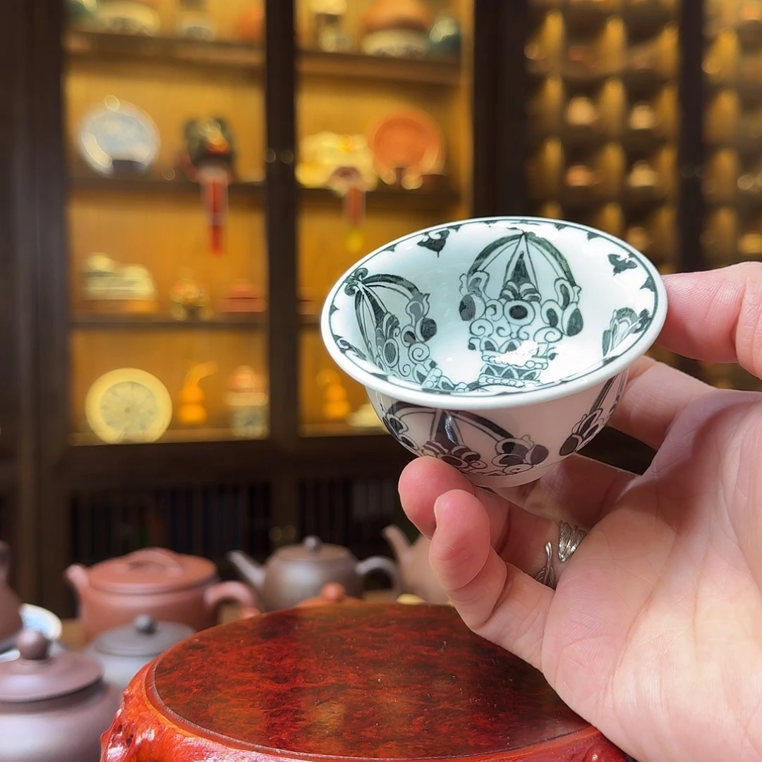 手工手绘十字金刚杵陶瓷主人杯