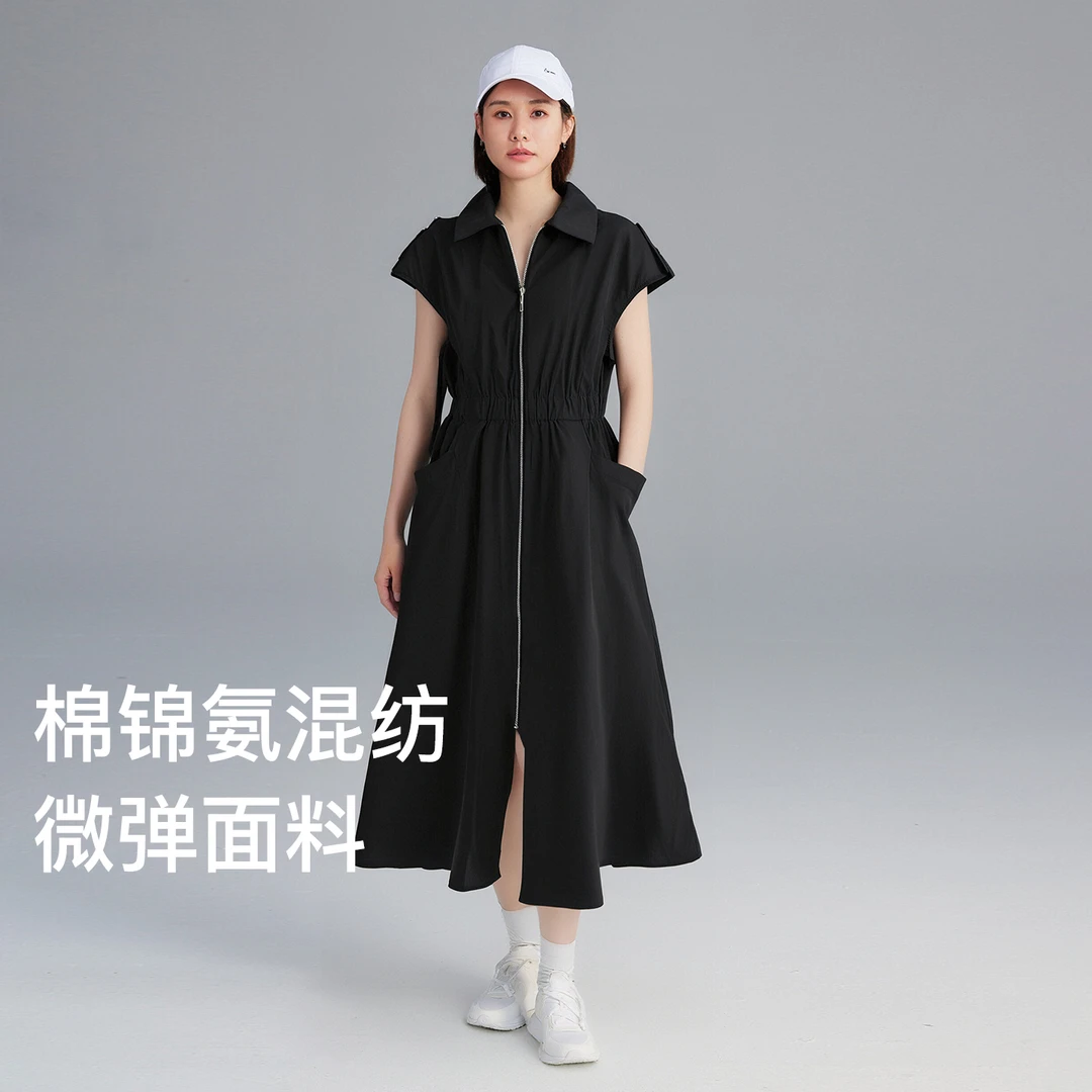 CLOUDSPACE/云上生活【惬意】收腰衬衫领拉链连衣裙2025夏中长裙女