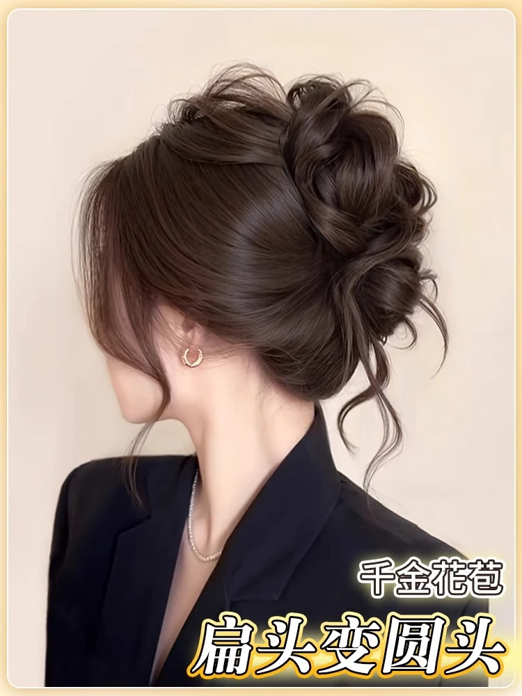 全头套千金假发抓夹蓬松后脑勺高颅顶马尾日常自然仿真发发包
