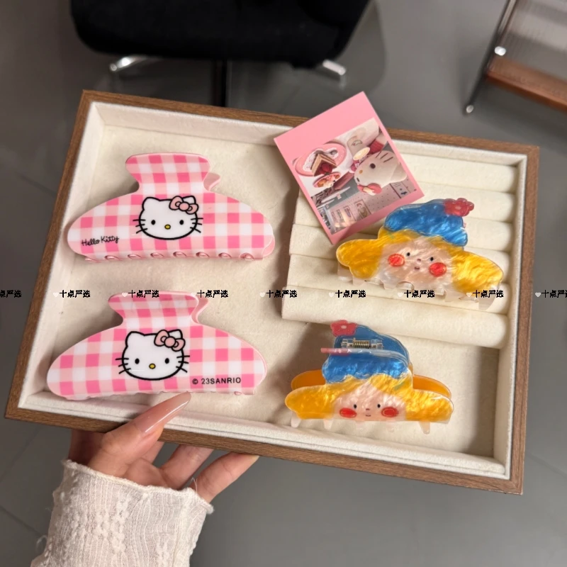 醋酸蓝帽子女孩抓夹头饰少女风可爱创意百搭鲨鱼夹女