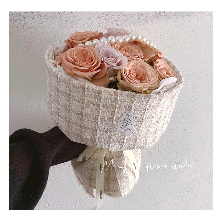 小香风布包装纸鲜花包装纸 花店花艺资材花束diy材料花艺包花纸