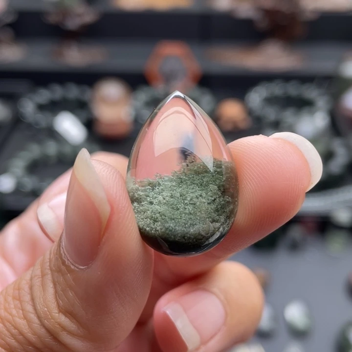 水晶颈饰未镶嵌绿幽灵聚宝盆吊坠定制