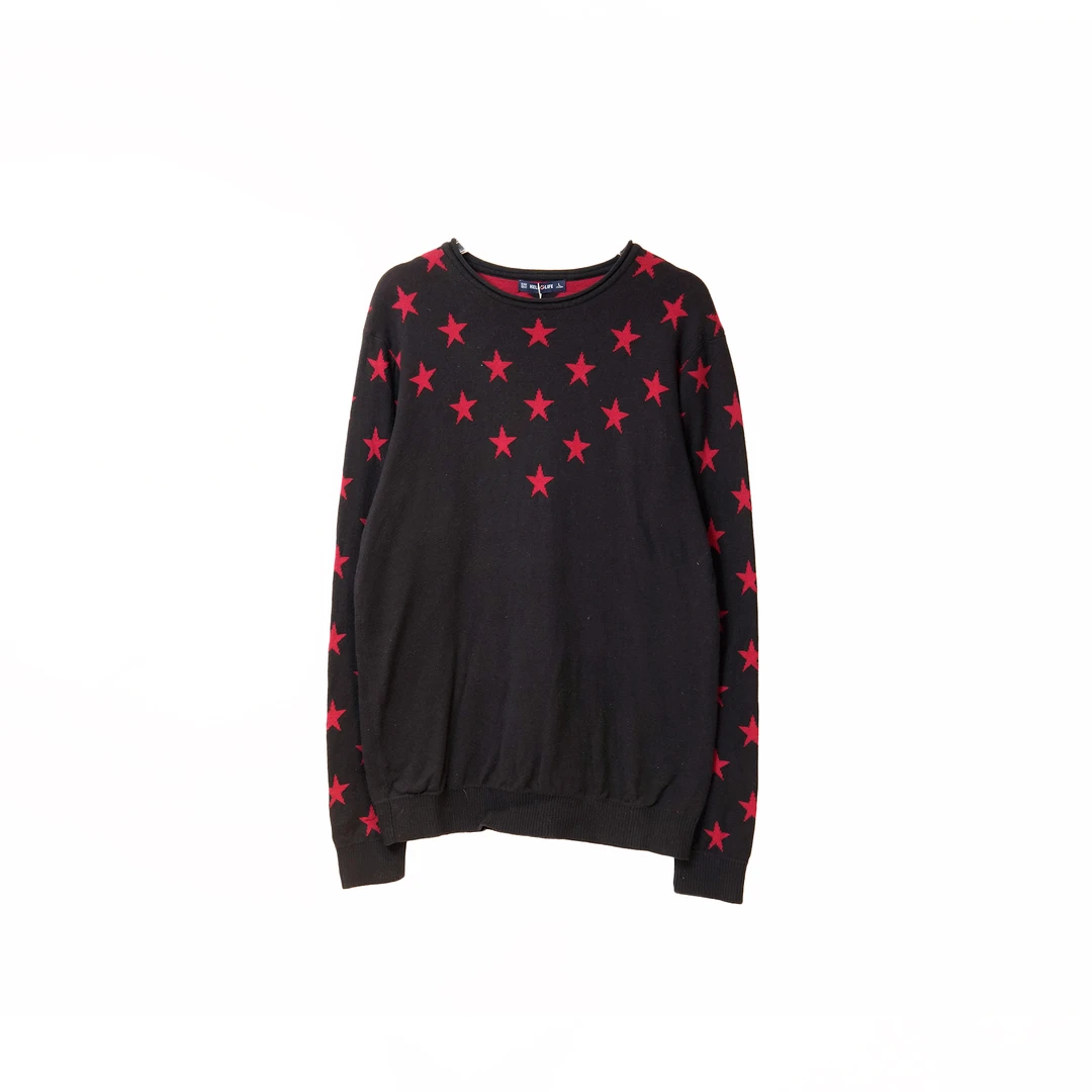 H5VB6645#潮服百搭休闲针织长袖女士提花圆领打底衫时尚男女同款