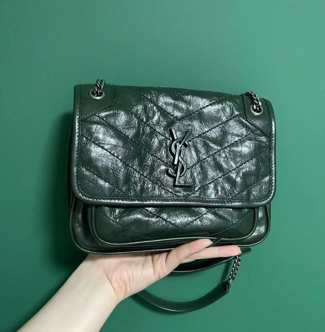 YSL/圣罗兰 单肩包 墨绿D扣小号niki jm7223/2507