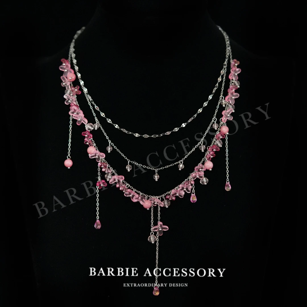 铜合金合成锆石项链 【星辰落雨】法式既视设计款高级感绝美项链