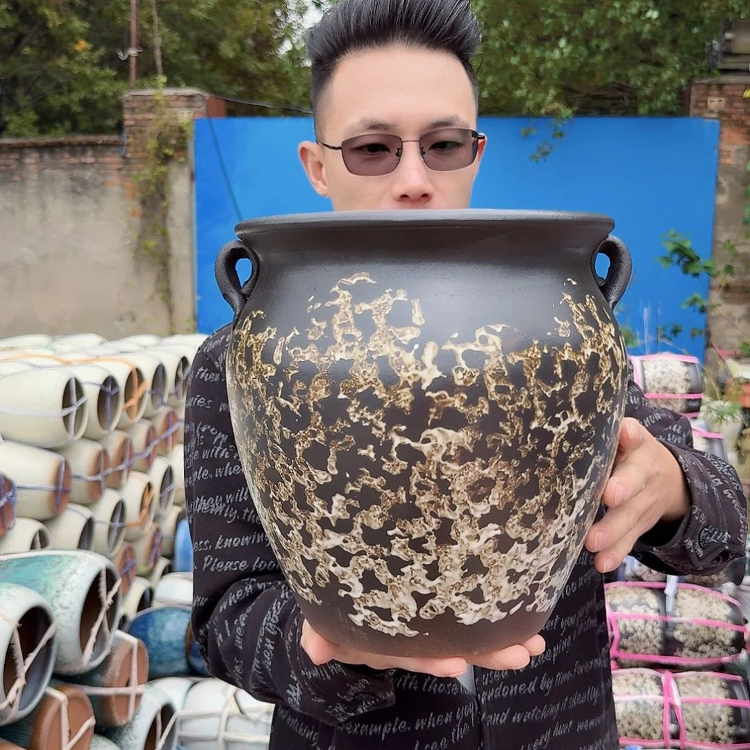 紫砂花盆口25高25一个姹寂黑色