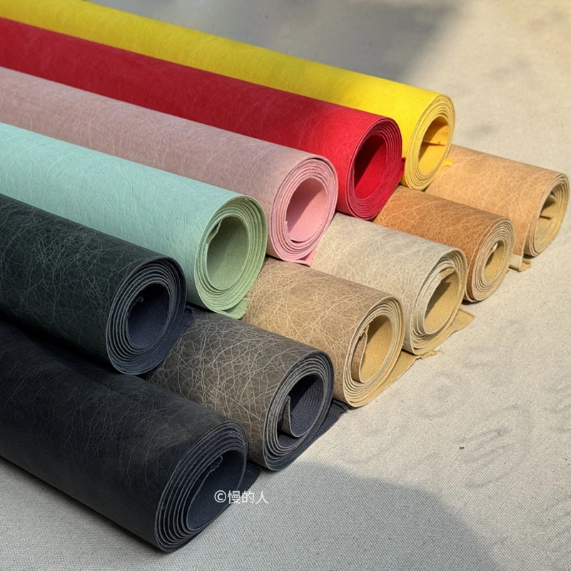 鞣制革鲲纶纸复合软底布充皮纸仿皮革手工箱包吊牌环创摄影背景