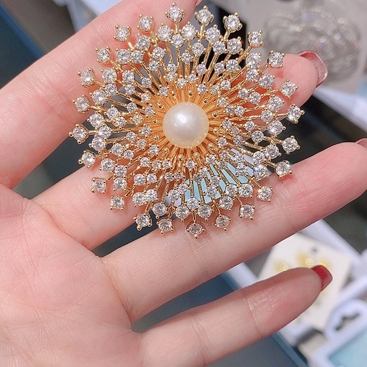 锆石铜合金高端璀璨星河胸针 金色