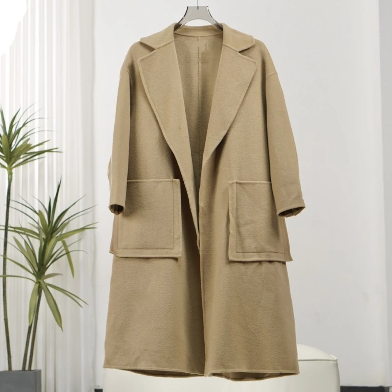 莉推荐  玛系列  Y394  女装时尚撤柜长款呢大衣浅灰泥色