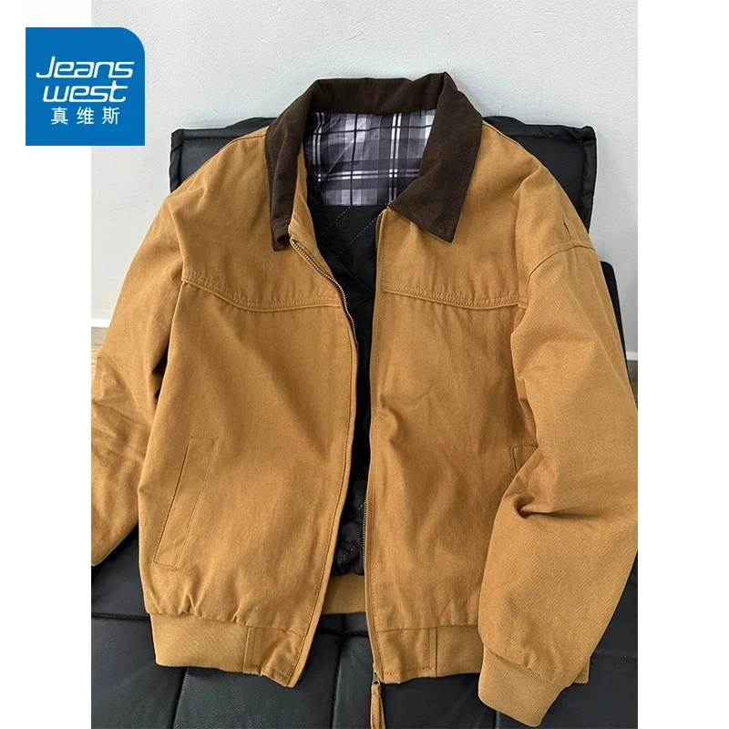 真维斯男士外套2025春秋新款潮牌美式宽松百搭复古水洗工装夹克男