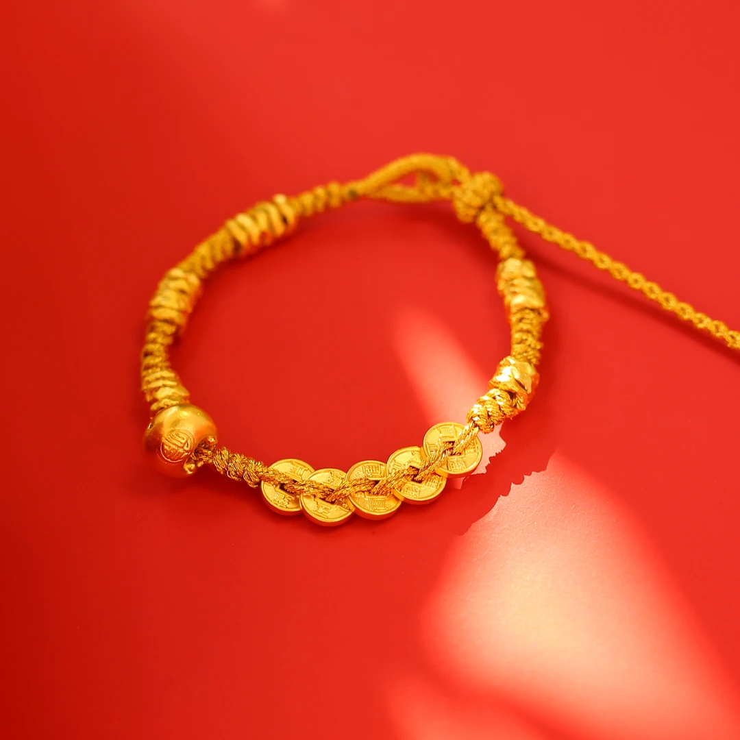 【巧儿专属】足金钱袋子五帝币盘缠手饰
