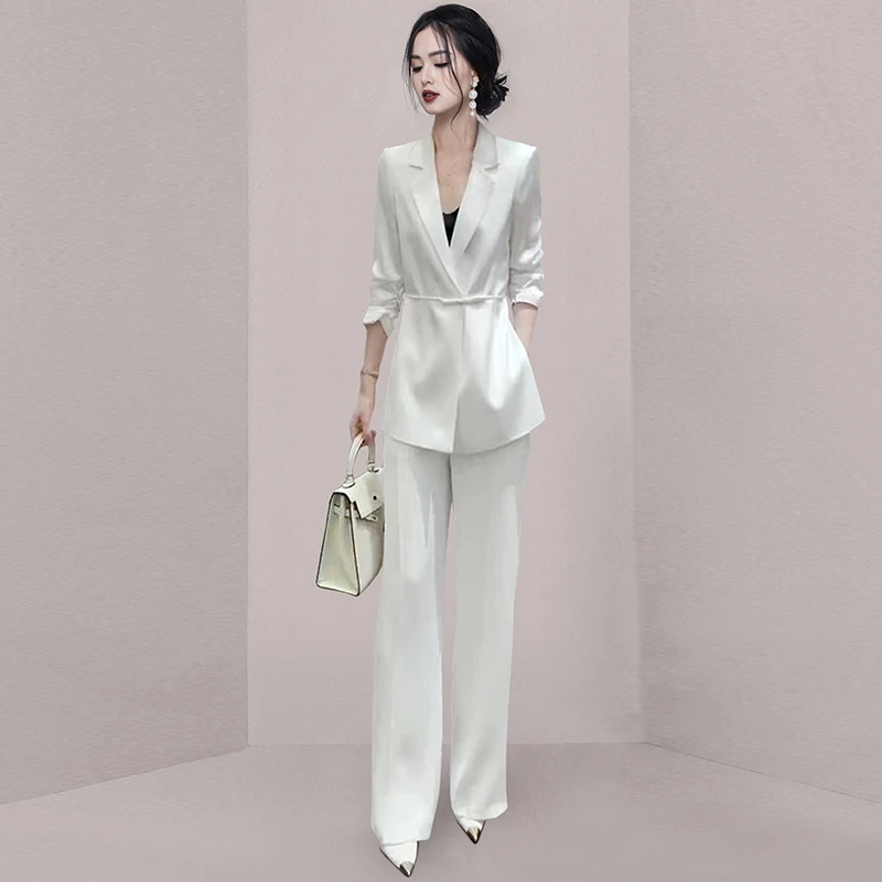 干练气质女装又又飒高级感职业正式场合薄款西装阔腿裤两件套夏