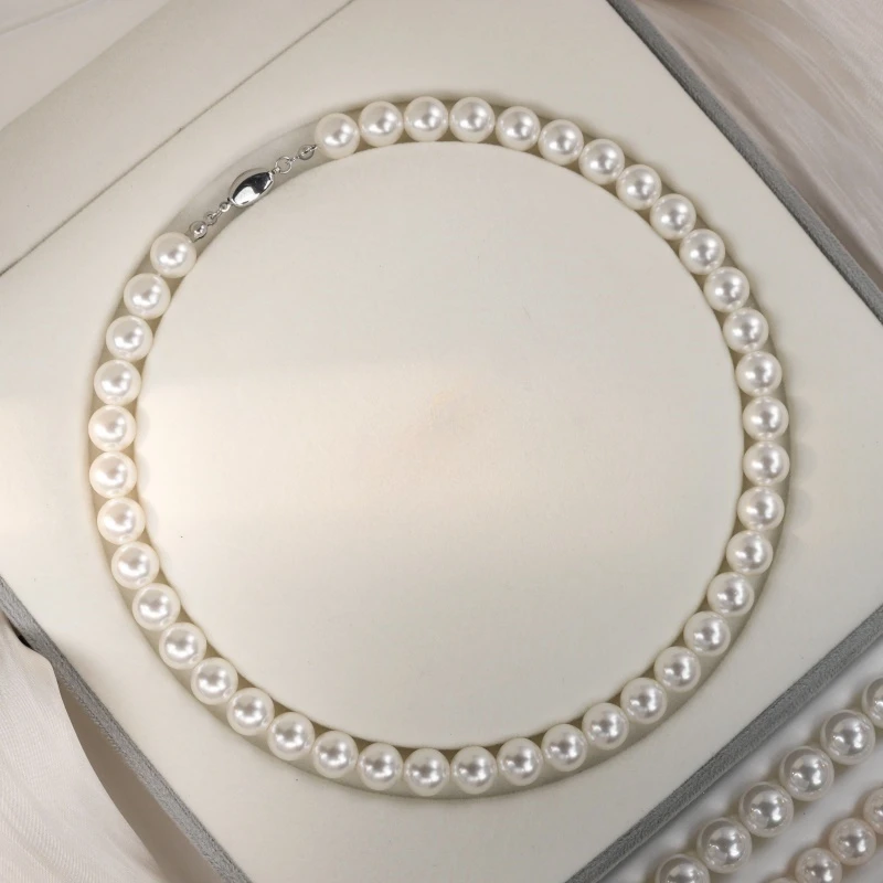 钛钢仿珍珠项链 不掉色仙女粉色施家珍珠项链简约法式复古锁骨链