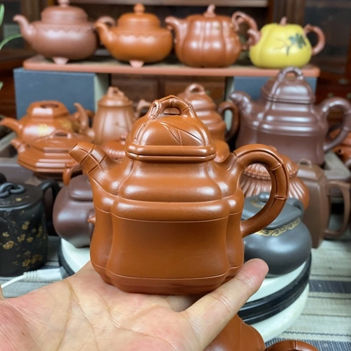 茶壶紫砂竹鼎200-260-350cc原矿赵庄朱泥特价
