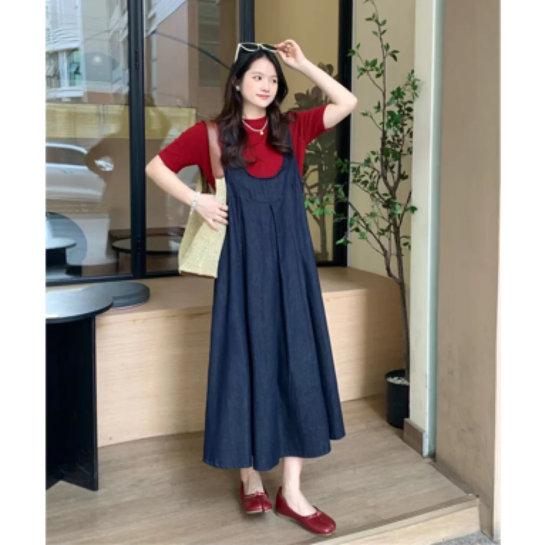 小个子2025春夏新款韩版时尚百搭显瘦无袖U型领背心裙牛仔连衣裙