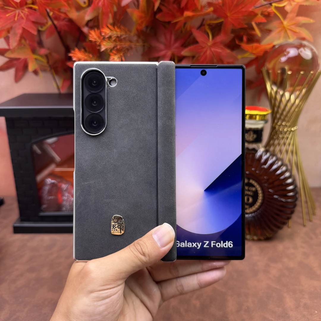 适用三星zfold567手机壳w25心系天下电镀高档中轴磁吸W24W23商务