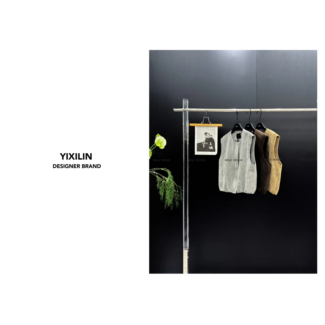 YIXILIN 极简复古麂皮绒宽松百搭无袖马甲外套