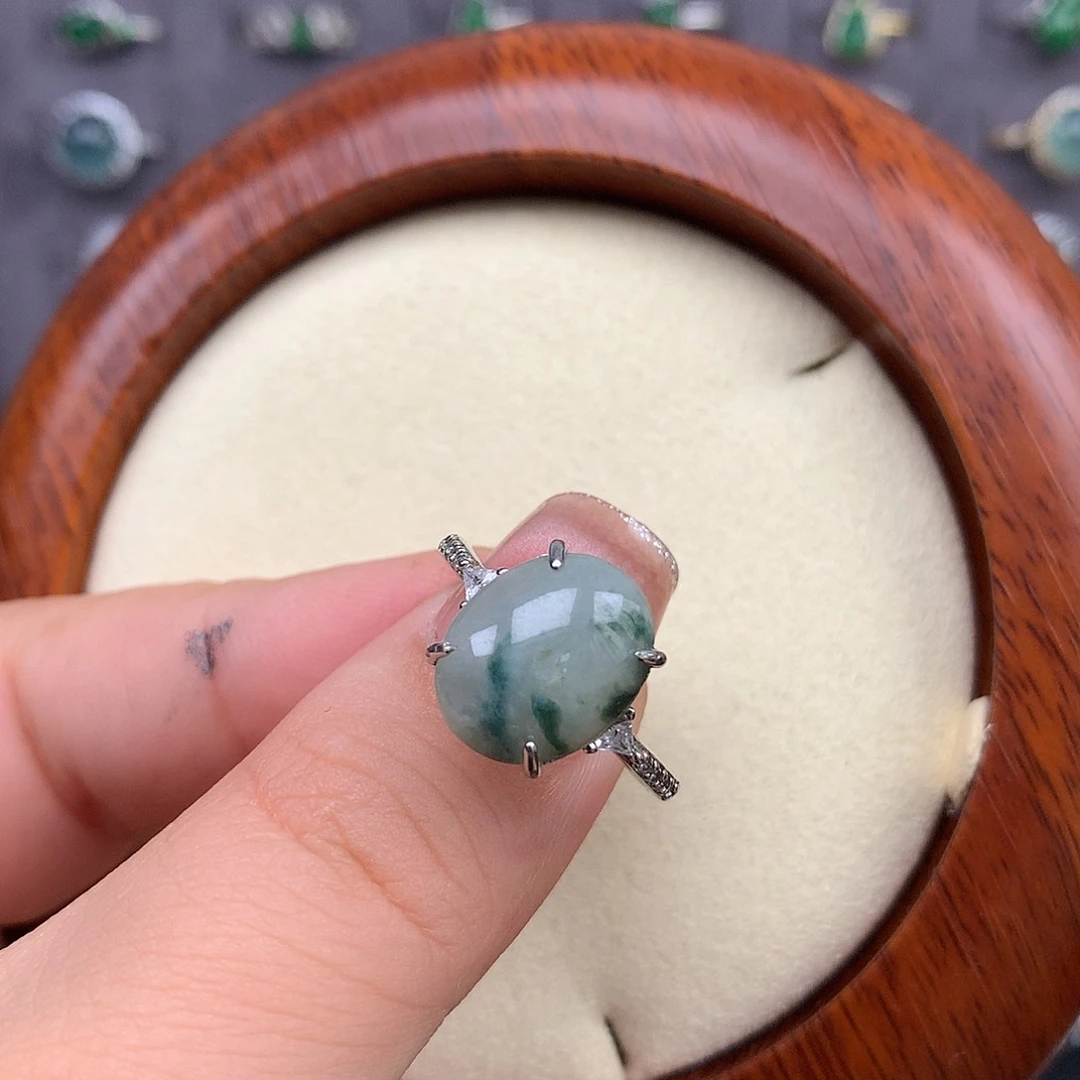 翡翠戒指银S925镶嵌戒指925