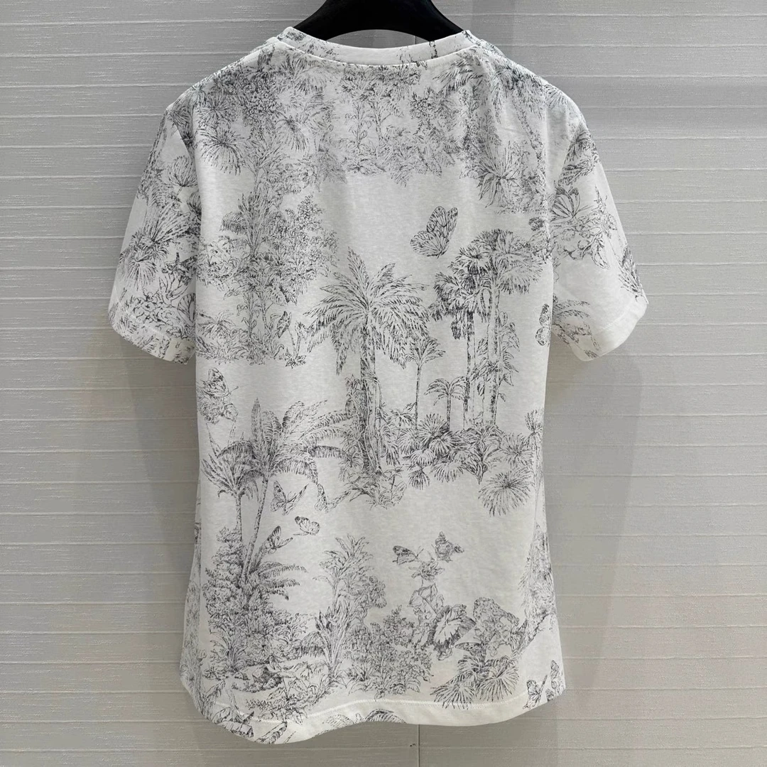 【庆哥推荐】夏季女装白色圆领花卉短袖GHB-D456