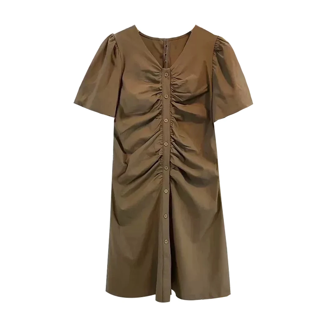 【四季青红姐】褶皱设计感收腰显瘦小黑裙23753