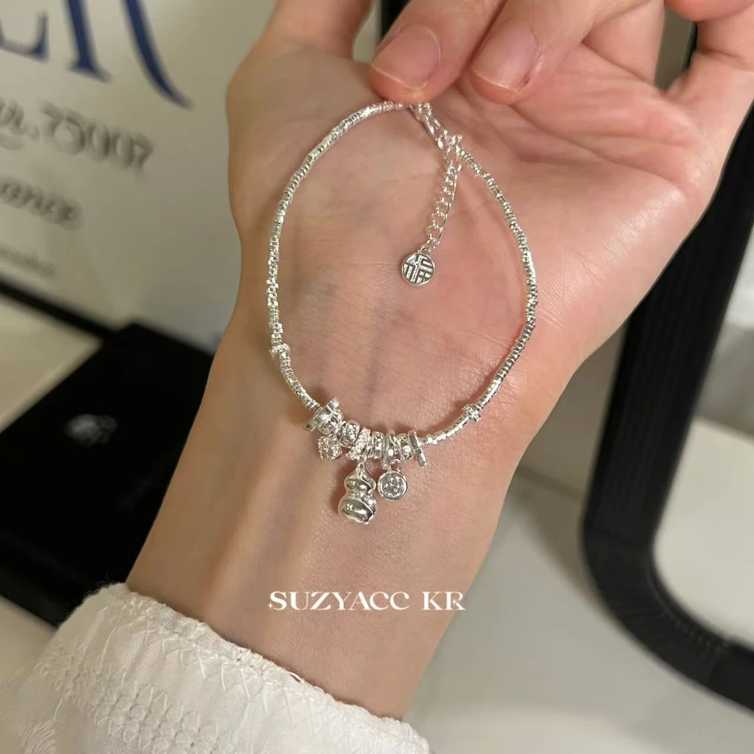 Suzyacc Kr 925银合成锆石手链 925银【多宝葫芦】手链手工DC0273