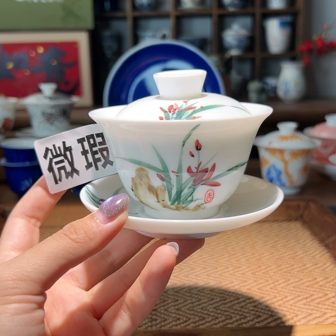 【闪购商品】微瑕 手绘 盖碗